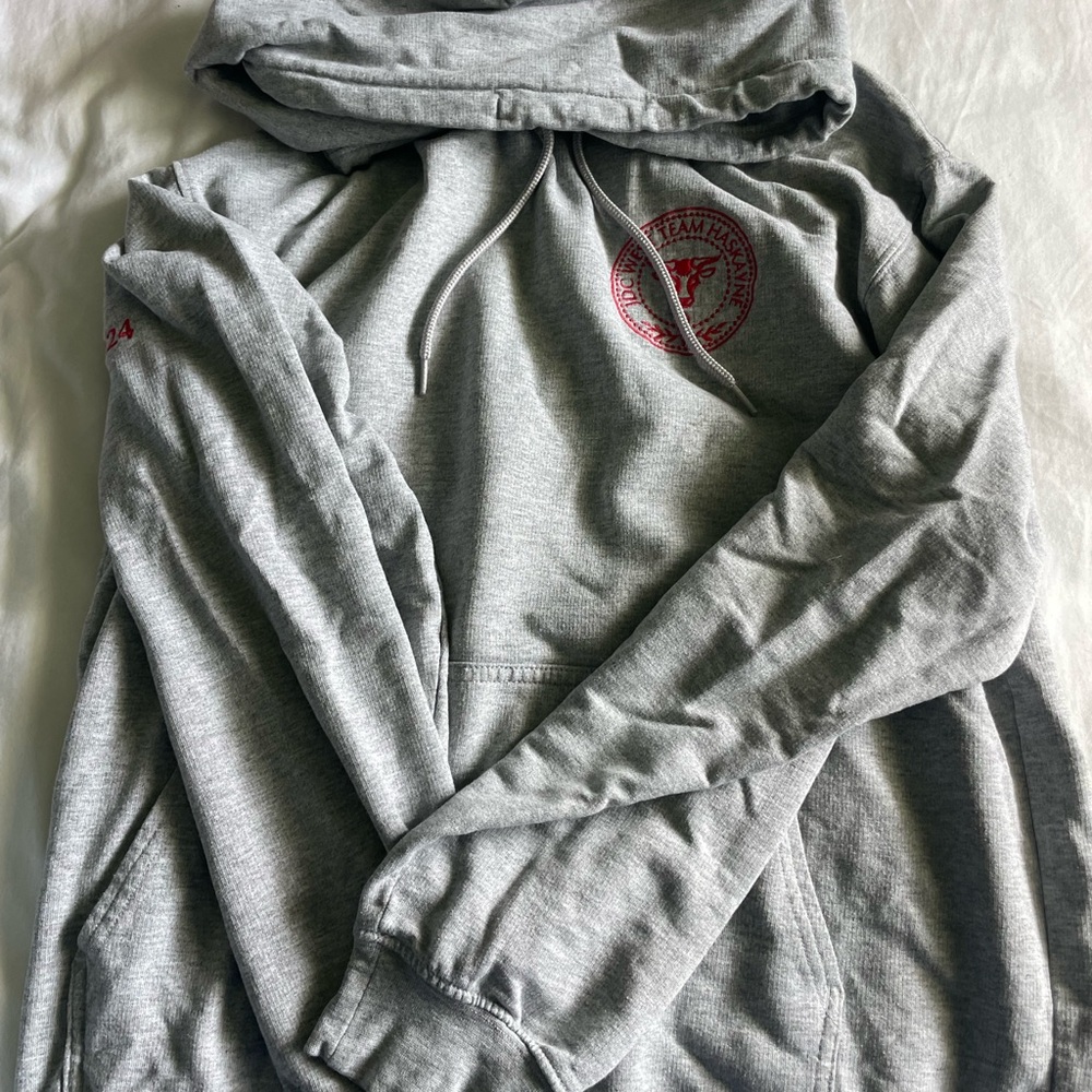 Gray Hoodie with Red Logo